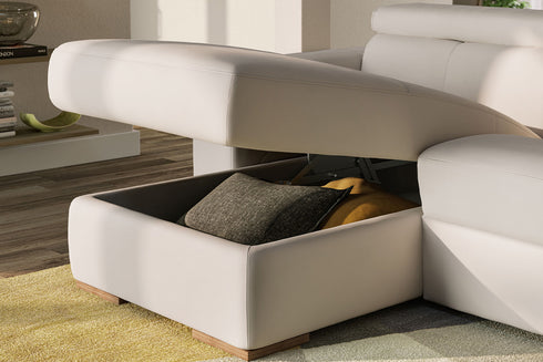 Sofá PIACEVOLE c/ chaise longue Drt. e arrumação